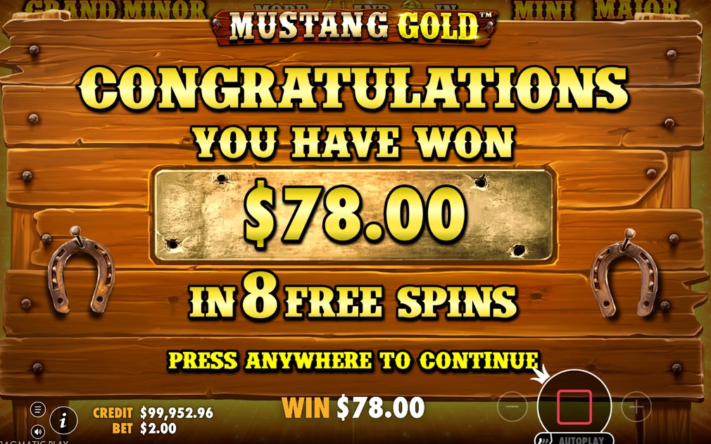 Win total shown after Money Collect on the payline