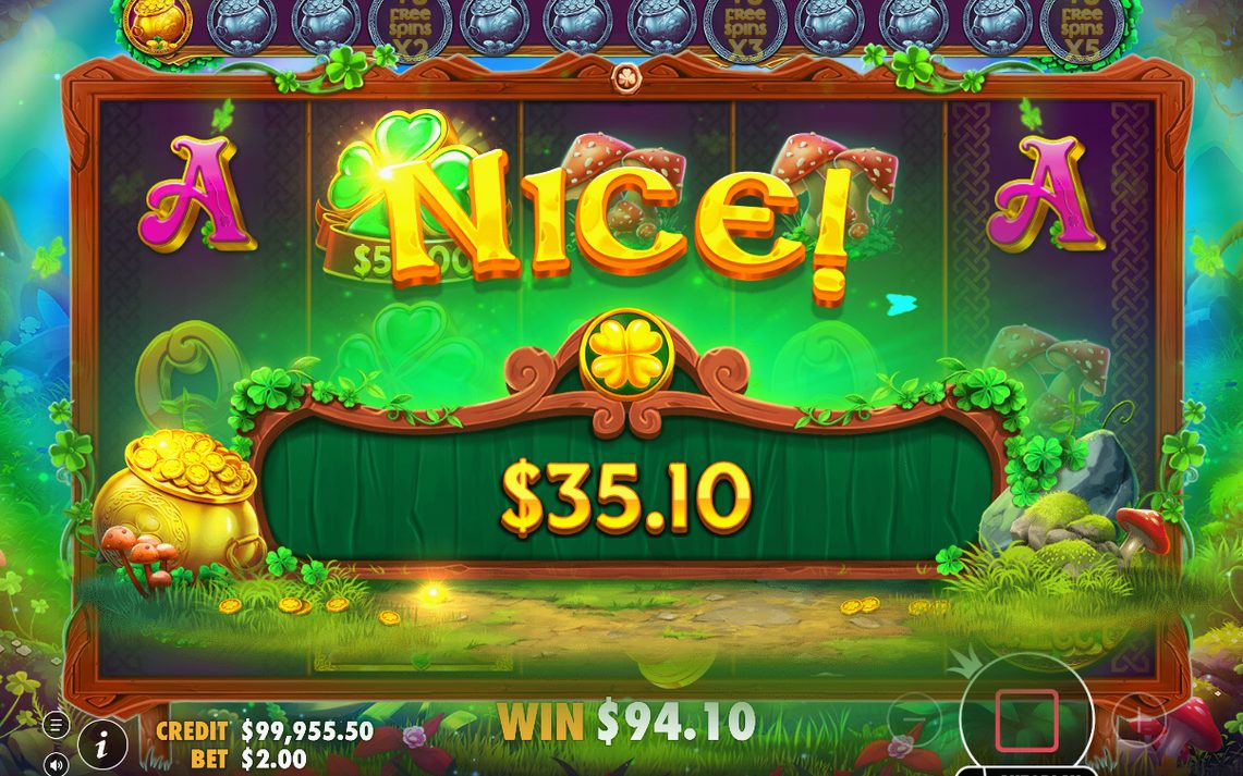 Win screen after a COLLECT hit on reel 5